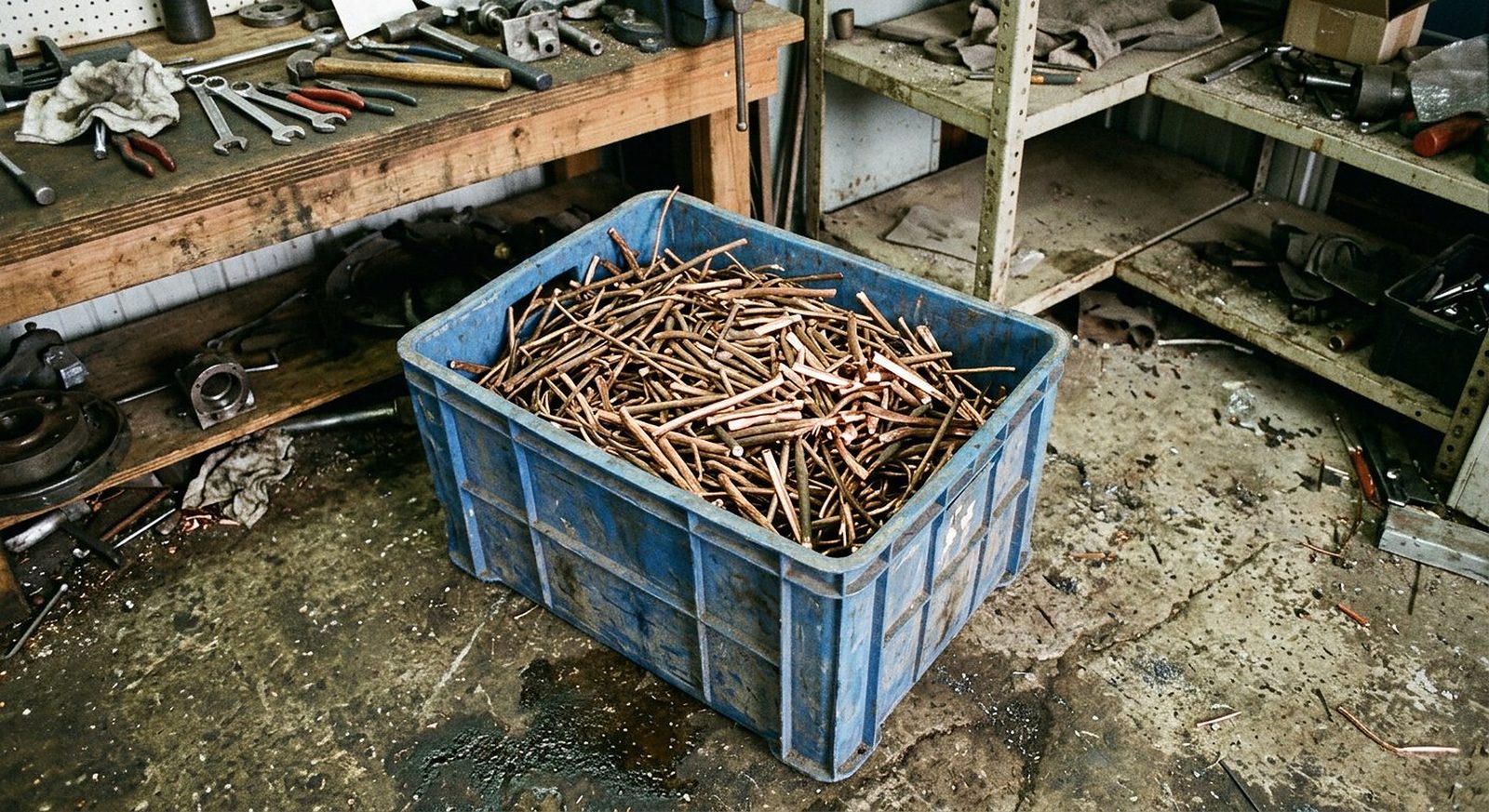 Ayrı biriktirilmiş bakır tel parçaları